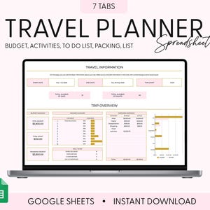 Travel Planner Digital Travel Planner for Travel Itinerary Digital Holiday Planner Holiday Travel Organizer Travel Budget Google Sheets