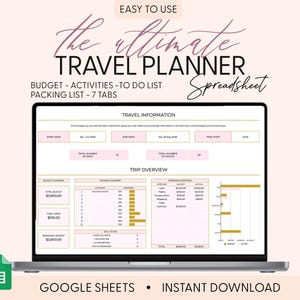 Ultieme reisplanner Google Spreadsheets-sjabloon Vakantieplanner Reisbudget Spreadsheet Reisroute Vakantiegezin Paklijst