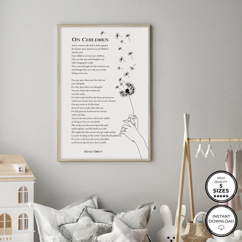 On Children Poem by Kahlil Gibran Quote the Prophet Printable - Etsy