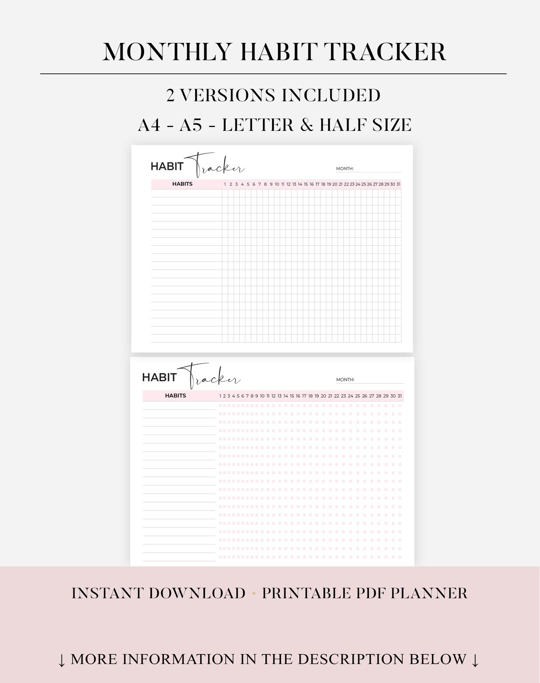 Pdf Habit Tracker Daily Tracker Printable Monthly Habit Tracker Pdf ...