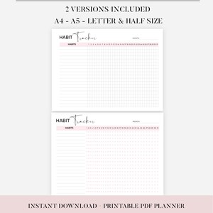 Pdf Habit Tracker Daily Tracker Printable Monthly Habit Tracker Pdf Printable Weekly Habit Tracker Printable Yearly Habit Trackers Printable