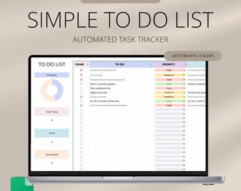 To-Do List Google Sheets Template | Simple Task Tracker | Digital Todo with Dashboard | Productivity Tool | Daily Weekly Checklist | To Do
