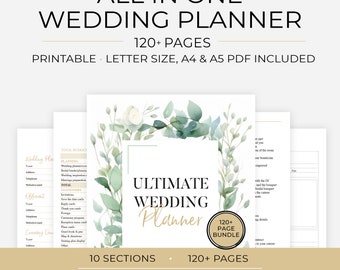 All in One Wedding Planner, Digital Wedding Planning Wedding Budget Wedding Checklist Guest List To Do List Wedding Tracker Wedding Timeline