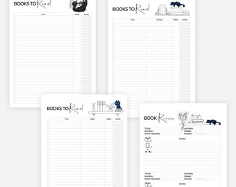 Books to Read List & Book Review Page Printable PDF, Reading Log Printable, Book Review Tracker, A4/A5/Letter/Half Size, Instant Download