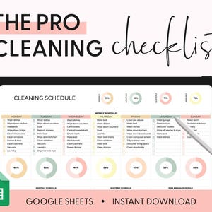 BEWERKBARE schoonmaakplanner | Reinigingschecklist | Schema | ADHD-schoonmaakplanner | Overzicht huishoudelijke taken | Google Spreadsheets-abonnement | Kleurrijk