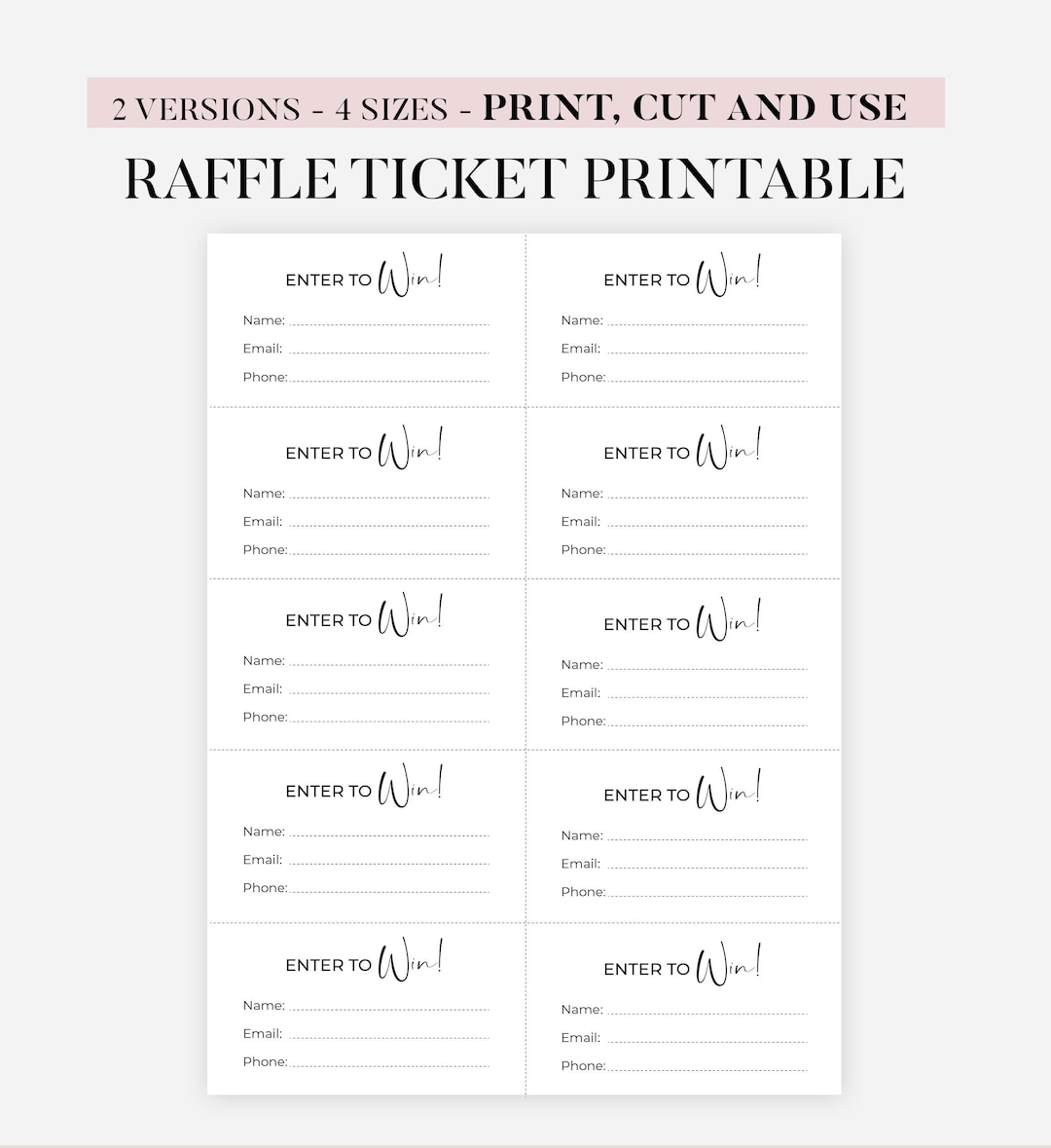 Pdf Raffle Log Printable Raffle Tickets | 10 per Page Template | Raffle Ticket Tracker ...