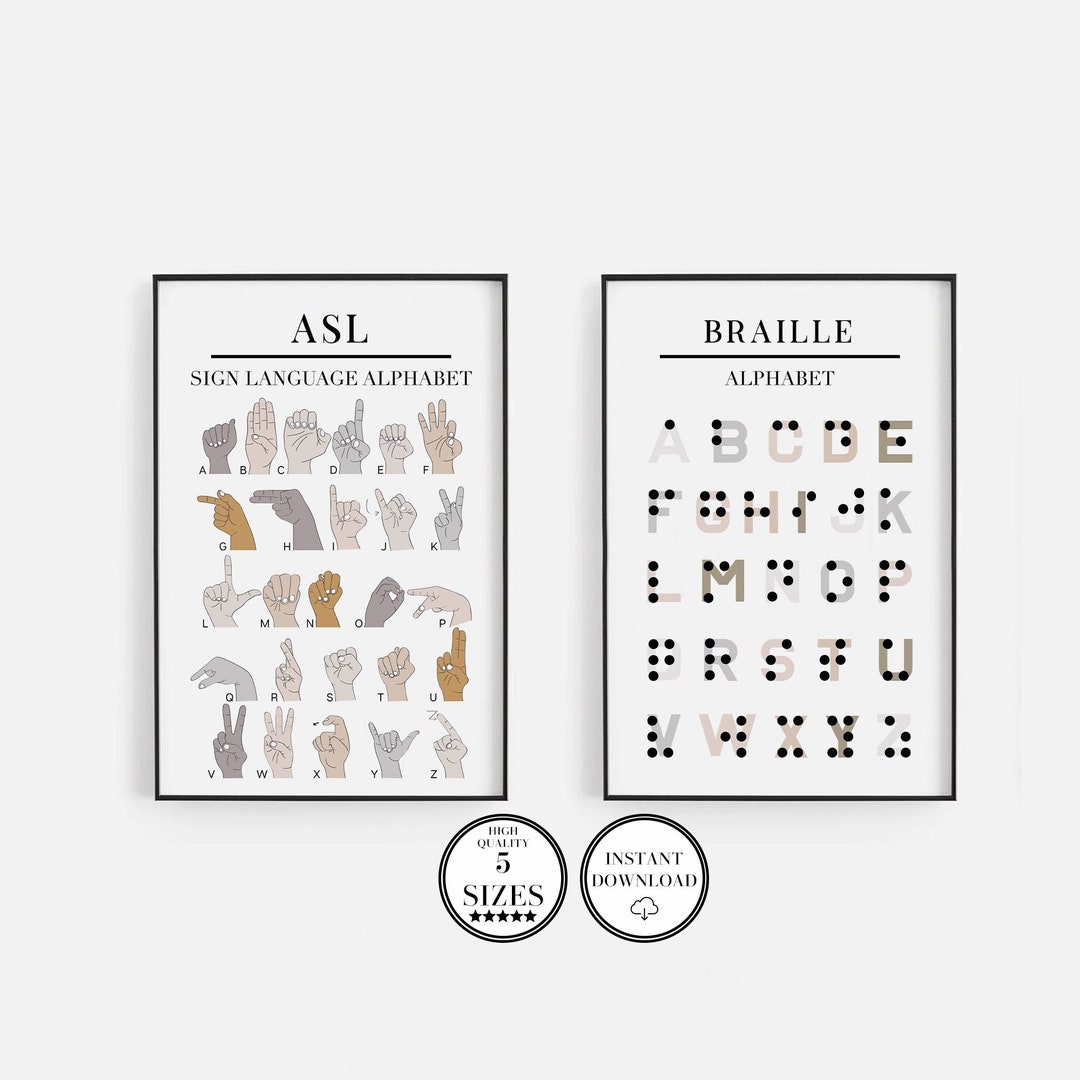 ASL, American Sign Language, Braille Alphabet, Homeschool Printables