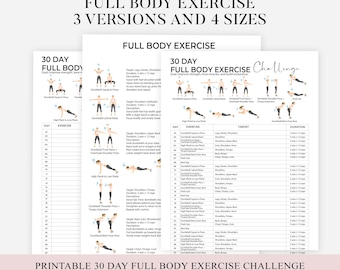 30 Day Full Body Workout Bundle Printable, Beginner Workout Plan, Full Body Exercise Guide, Full Body Workout Challenge, Summer Body Workout