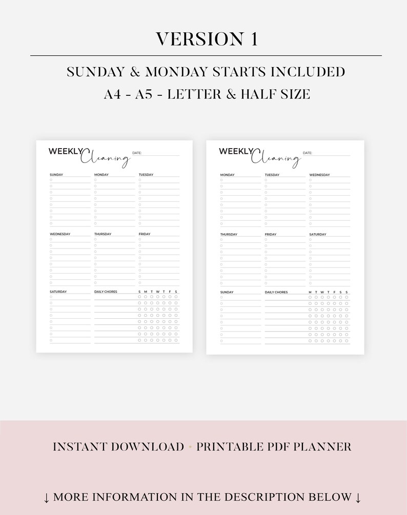 Ultimate cleaning schedule bundle printable Cleaning Planner Bundle Weekly Monthly Yearly Cleaning Checklist Declutter Family Chore Chart image 12