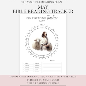 Bible Reading Tracker Planner | Monthly Bible Plan | Daily Bible Study Printables | Christian Journal | Instant Download for Bible Reading