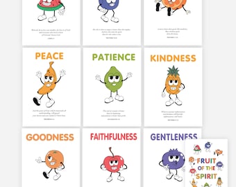 Printable Fruit of the Spirit Mini Book for kids, Fruits of the spirit Sunday School Craft, Christian Preschool Printable, Scripture Color
