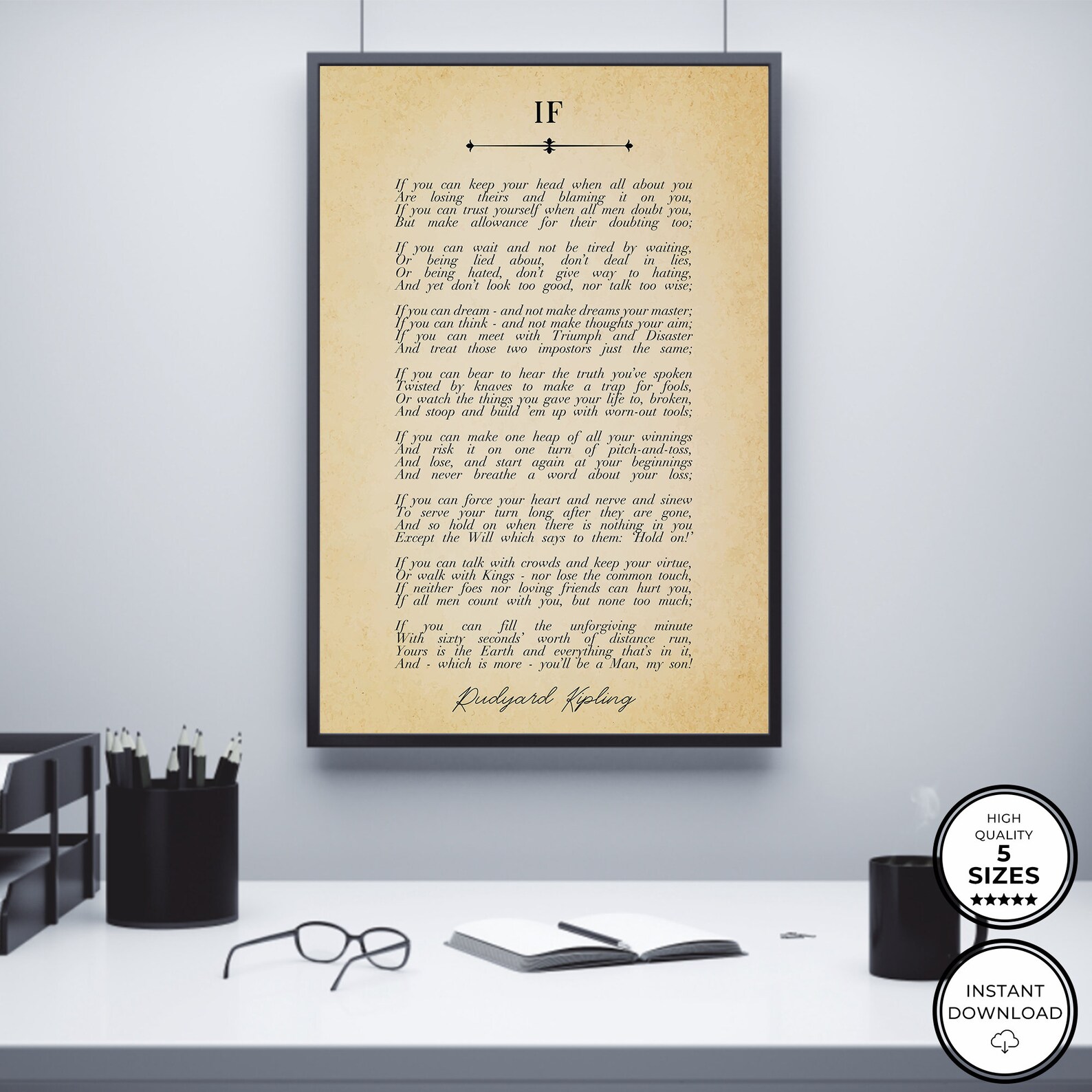 If Poem, 1895 Rudyard Kipling, Printable If Poem, Famous Poem ...