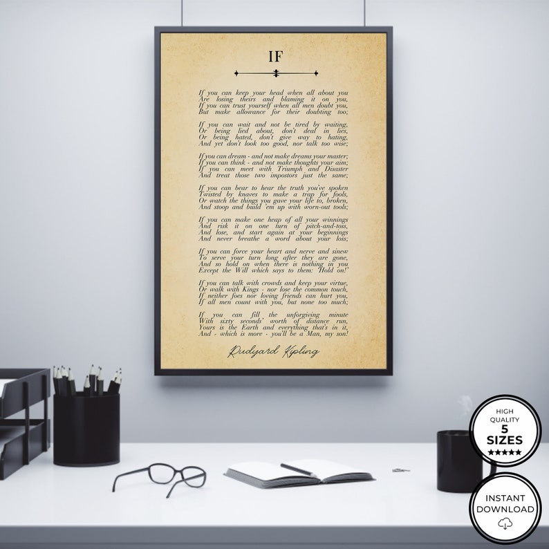 If Poem 1895 Rudyard Kipling Printable If Poem Famous Poem - Etsy