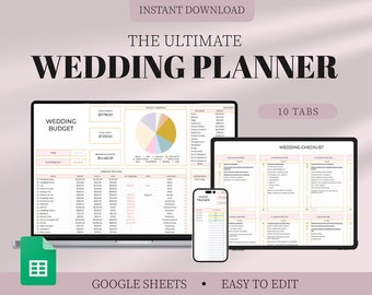 Ultimate Wedding Planner Digital Template, Google Sheets, Wedding Guide Template Editable Wedding Itinerary, google sheets wedding organizer