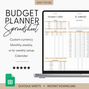 Budget Planner for Google Sheets, Monthly Budget Spreadsheet, Paycheck Budget Tracker, Weekly Budget Template, Biweekly Budget, Budgeting