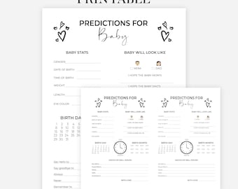 Baby Shower Predictions and Advice Card, Printable Baby Shower Game, Minimalist Baby Shower Template, New Parent Advice, Wishes For Baby Pdf