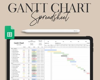 Plantilla de diagrama de Gantt para gestión de proyectos / Seguimiento de tareas en equipo / Excel / Planificador de tareas / Hojas de cálculo de Google / Cronograma del planificador de proyectos