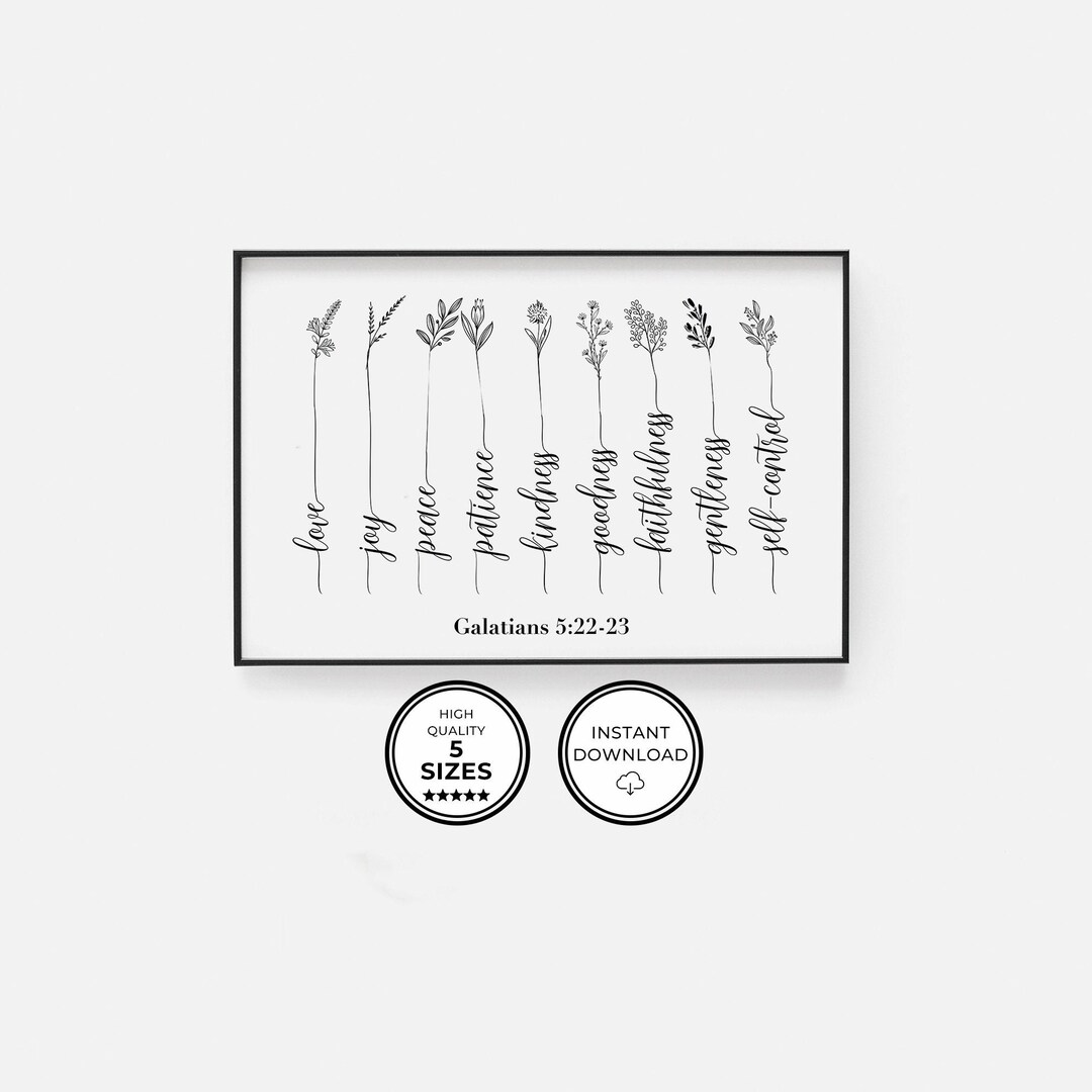 Fruit of the Spirit Galatians 5 22 Scripture Wall Art Print, Botanical ...