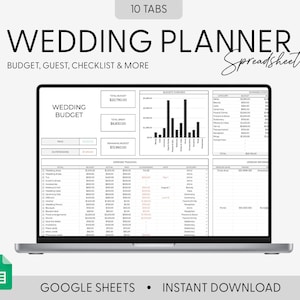 Wedding Spreadsheet Digital Wedding Planner Wedding Budget Planning Wedding Checklist Wedding Guest List Google Sheets Template Wedding list