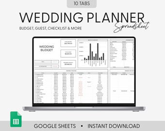 Wedding Spreadsheet Digital Wedding Planner Wedding Budget Planning Wedding Checklist Wedding Guest List Google Sheets Template Wedding list