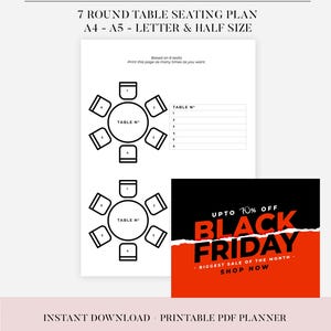 Printable Wedding Table Seating Chart Template, Round Table Seating Planner, Head Table Plans, Wedding Plan, Event Table Seating Arrangement