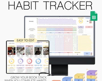 Habit Tracker Spreadsheet | Google Sheets | Simple Tasks Planner | Daily | Weekly | Monthly Habit Planner | Goal Planner | Digital Dashboard