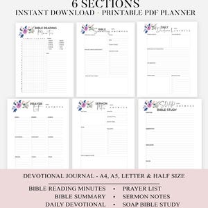 Digital Bible Study Printable | Digital Bible Template | Bible Summary | SOAP Journal | Bible Journal | Faith Journal | Sermon Notes Prayer