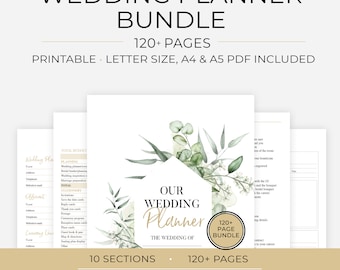 120 + Page Wedding Planner Bundle, Wedding Planner, Wedding Itinerary, Wedding Planning Book, Wedding Planning Checklist, Wedding Day Binder
