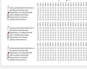 75 Day Challenge Tracker Printable | Landscape A4 & US Letter Sizes | Instant Download PDF | 75 Day Fitness Challenge Digital Template