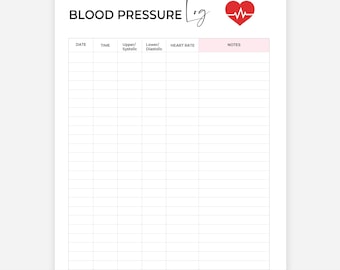 Registro de presión arterial, Blog de seguimiento de presión, Monitoreo de salud, Seguimiento médico, Gráfico de presión arterial, Registro de presión, Salud, Descarga digital