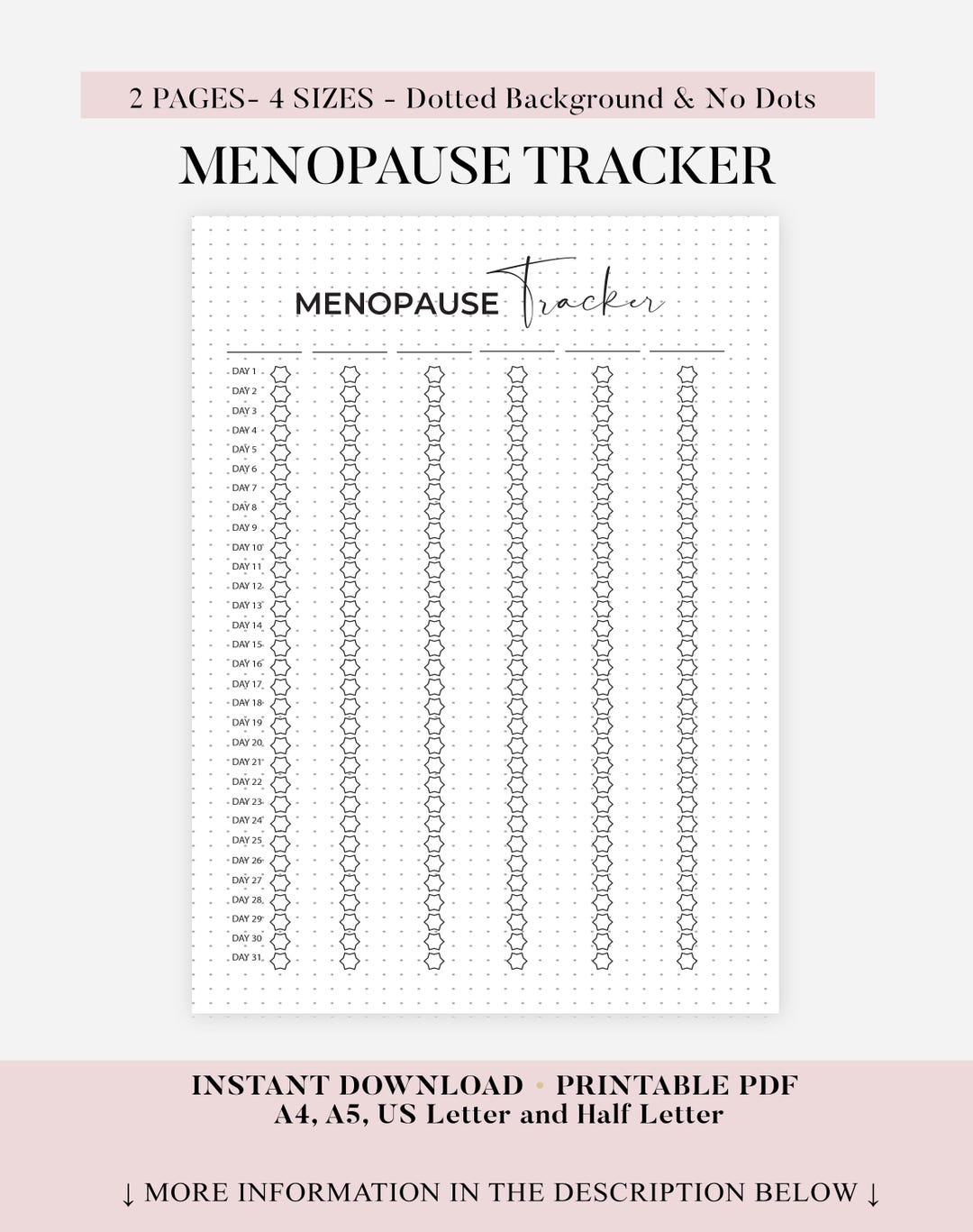 Menopause Tracker - Journal Page - Printable Health Tracker - Symptom ...