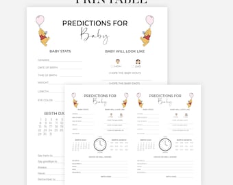 Baby Shower Predictions and Advice Card, Printable Baby Shower Game, Minimalist Baby Shower Template, New Parent Advice Wishes For Baby Girl