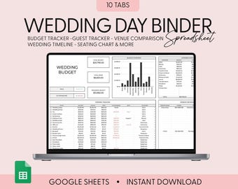 Ultimate Wedding Planner Digital Template, Google Sheets, Wedding Guide Template Editable Wedding Itinerary, google sheets wedding organizer