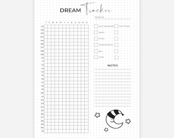 Dream Tracker - Journal Page - Printable Planner Page - Printable Dream Log - Dream Analysis - Dream Journal - Sleep Tracker - Dream Diary
