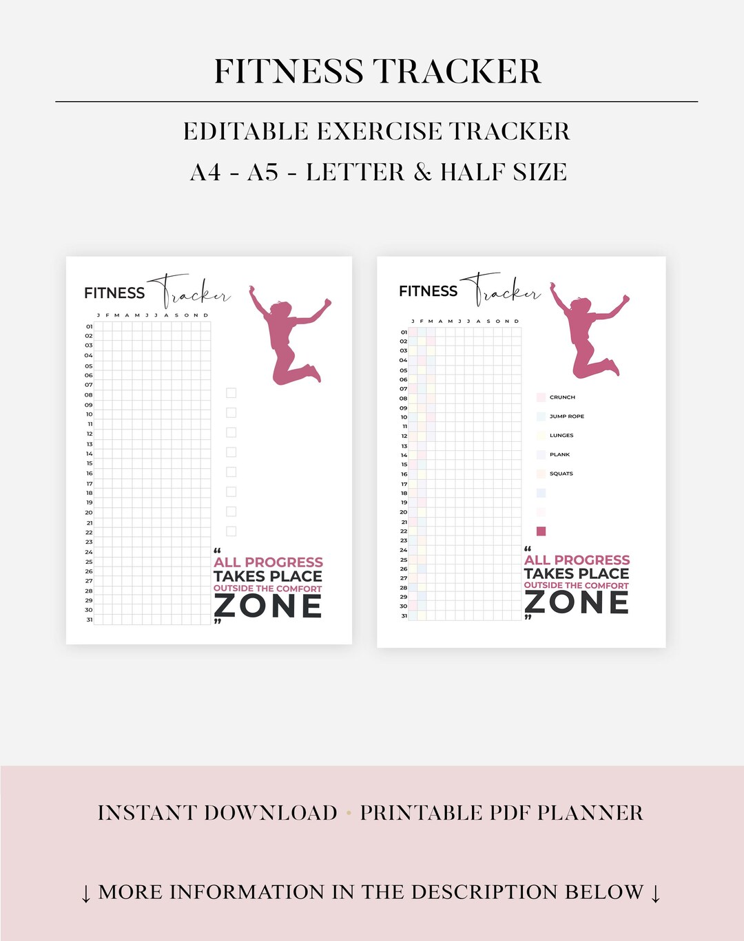 30 Day Challenge Bundle | Digital Fitness Challenge | Printable ...