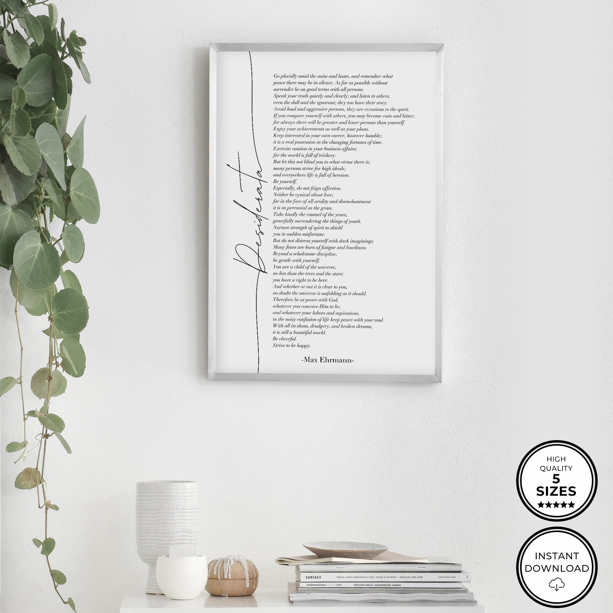 Desiderata Print Poem by Max Ehrmann Literature Desiderata - Etsy