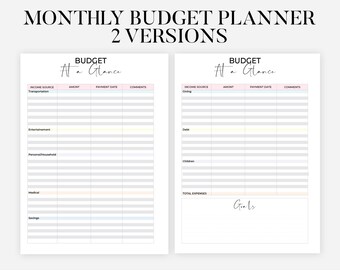NEW Income & Expense Tracker, Financial Planner, Monthly Budget Planner Printable, Money Tracker, A4 Letter/Half Size, Instant Download PDF