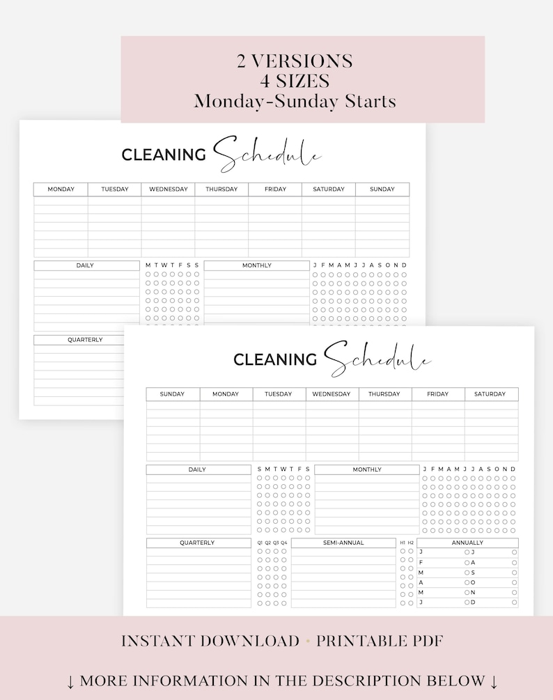 Cleaning Schedule, Cleaning Planner Printable, Cleaning Checklist, ADHD ...