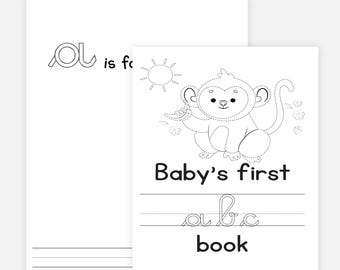 Blank Alphabet Book, Baby Shower Guest Game, ABC Baby Shower Coloring Book, Baby's First ABC Book, Baby Shower Activities, Instant Download