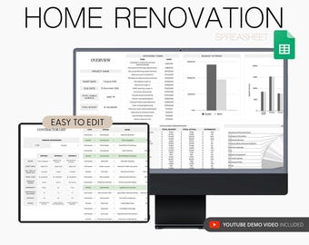 Home Renovation Planner Renovation Budget Tracker DIY Spreadsheet Renovation Project Budget Template House Project Tracker Vendor Checklist