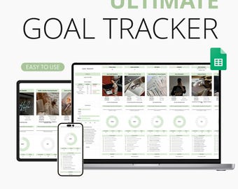 Goal Planner Spreadsheet, Yearly Monthly Goals, Annual Goal Tracker, Productivity Planner, Self Improvement, Personal Growth Google Sheets