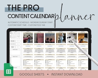 Social Media Content Calendar & Planner Template | Yearly | Google Sheet Spreadsheets | Batch Content | Digital Download | Instagram Tracker