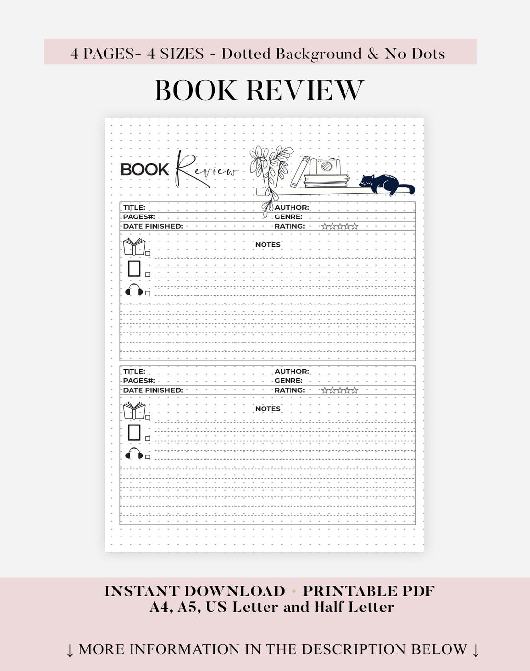 Reading Log - Journal Page - Planner Page - Printable Book Tracker ...