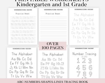 Preschool Pre-K Printable Activity Worksheets | Kindergarten Learning Bundle | Coloring | Alphabet Tracing | Alphabet Handwriting Practice