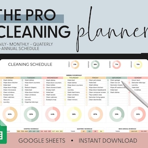 BEWERKBARE schoonmaakplanner | Reinigingschecklist | Schema | ADHD-schoonmaakplanner | Overzicht huishoudelijke taken | Google Spreadsheets-abonnement | Kleurrijk