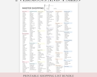 Grocery List Printable Colorful Grocery Shopping List Printable Master Grocery List, Grocery Checklist, Printable Grocery List Template