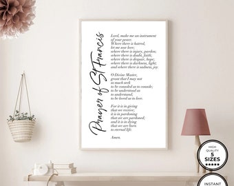 Saint Francis Prayer Bible Verse Print, Prayer Of St Francis Of Assisi Art Printable, Scripture Wall Art, Christian Gifts, Inspiring Quotes