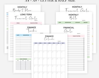new Printable Planner, Expenses, Bill, Debt, Spending Trackers Finance and Budget planner bundle Printable Savings trackers Calendars Income