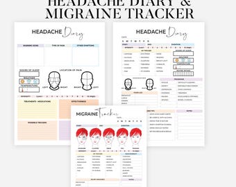 Migraine Tracker Printable Migraine Journal Pain Tracker Headache Log Chronic Health Insert Migraine Positive Affirmations Bullet Journal