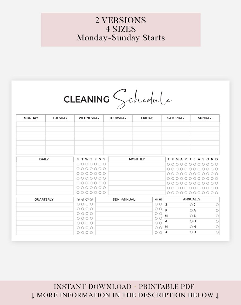 Cleaning Schedule, Cleaning Planner Printable, Cleaning Checklist, ADHD ...